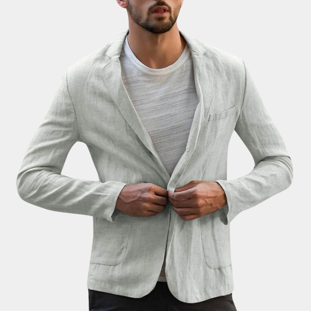 Marynarka męska lniana casualowa elegancka lekka wiosenna oddychająca slim fit
