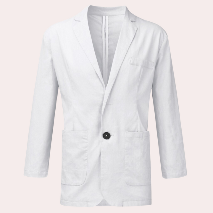 Marynarka męska lniana casualowa elegancka lekka wiosenna oddychająca slim fit