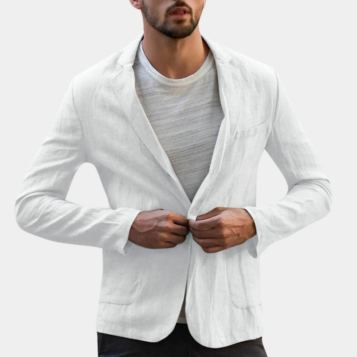 Marynarka męska lniana casualowa elegancka lekka wiosenna oddychająca slim fit