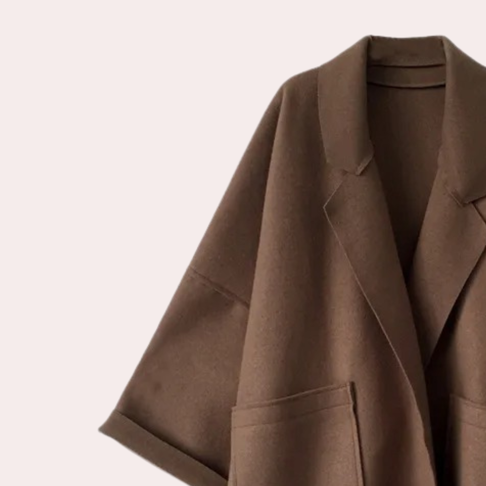 Płaszcz damski wełniany długi oversize elegancki przejściowy na wiosnę klasyczny stylowy
