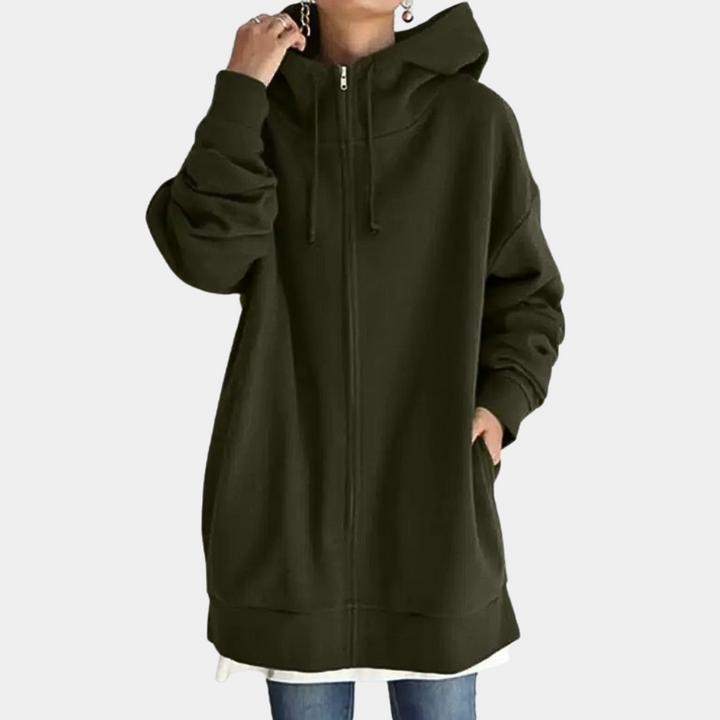 Bluza damska bawełniana wiosenna długa rozpinana z kapturem oversize casual