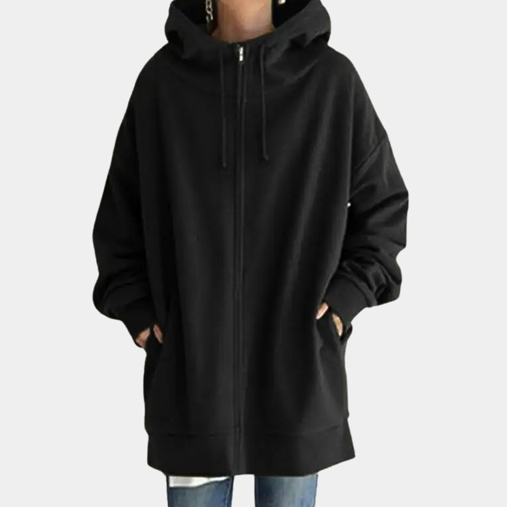 Bluza damska bawełniana wiosenna długa rozpinana z kapturem oversize casual