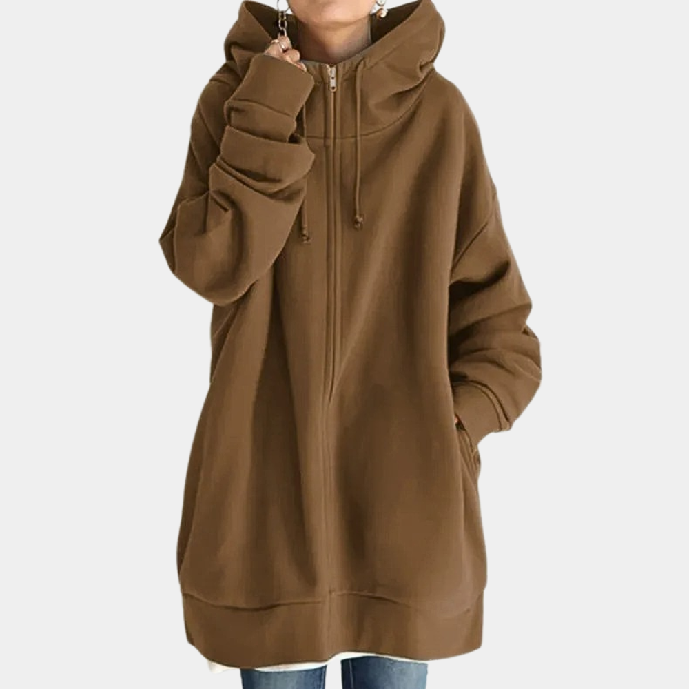 Bluza damska bawełniana wiosenna długa rozpinana z kapturem oversize casual
