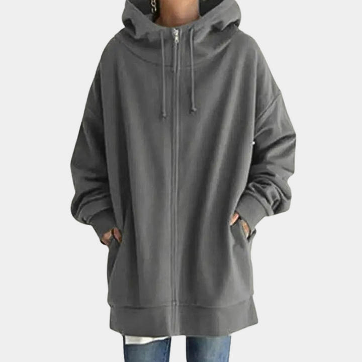 Bluza damska bawełniana wiosenna długa rozpinana z kapturem oversize casual
