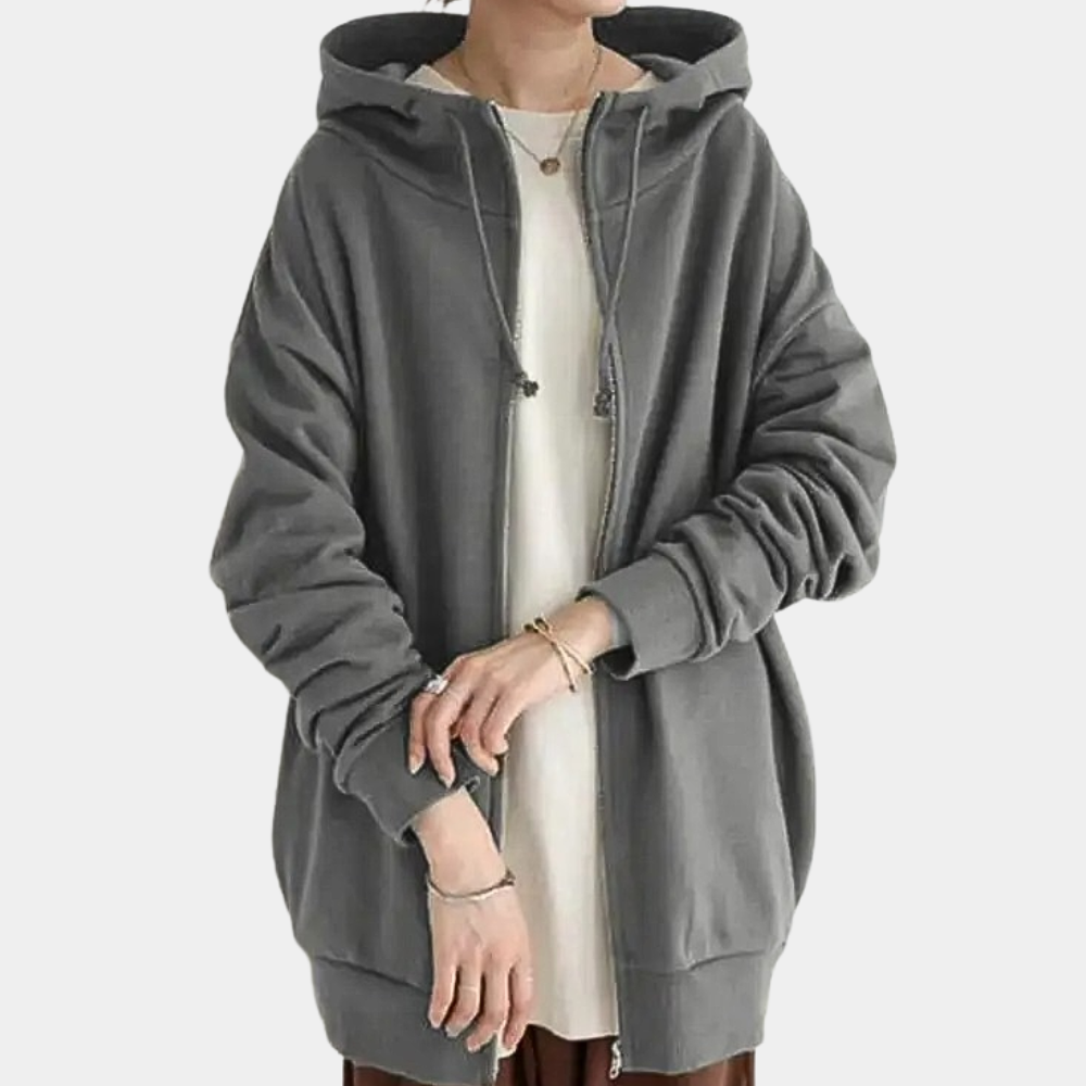 Bluza damska bawełniana wiosenna długa rozpinana z kapturem oversize casual