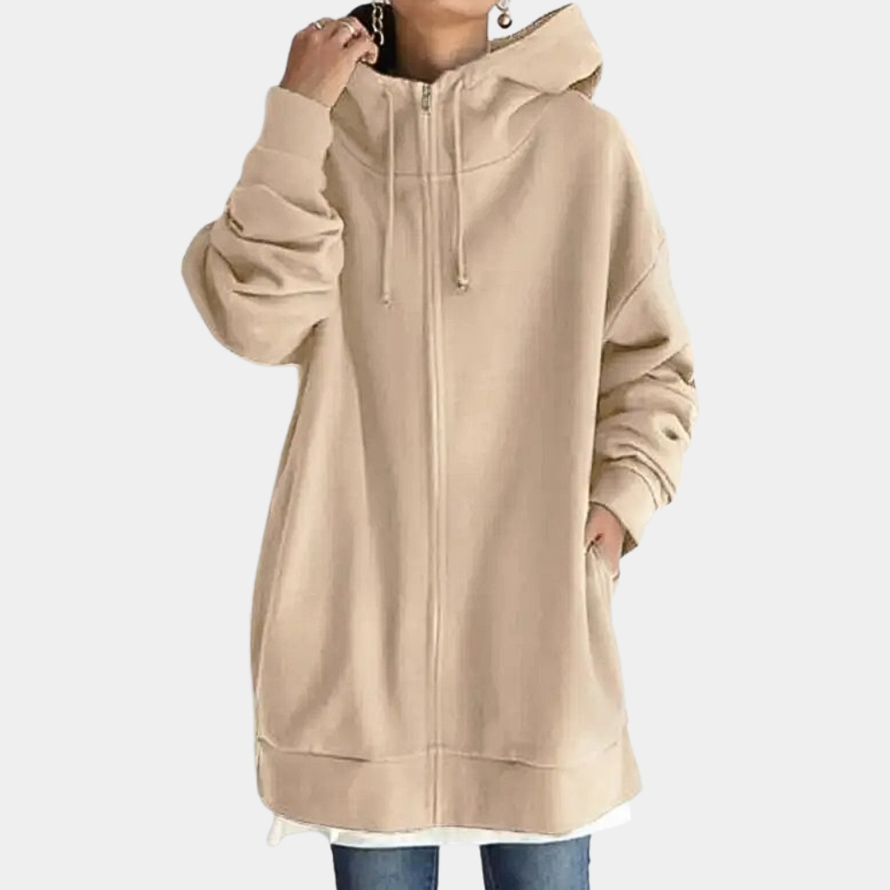 Bluza damska bawełniana wiosenna długa rozpinana z kapturem oversize casual