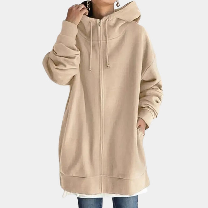 Bluza damska bawełniana wiosenna długa rozpinana z kapturem oversize casual