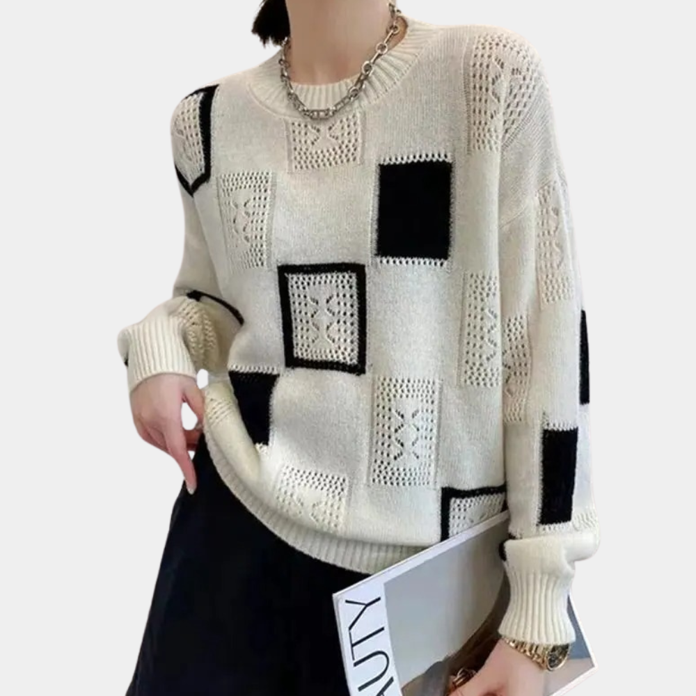 Sweter damski dzianinowy oversize casual z długim rękawem na jesień i zimę
