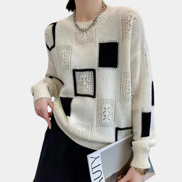 Sweter damski dzianinowy oversize casual z długim rękawem na jesień i zimę