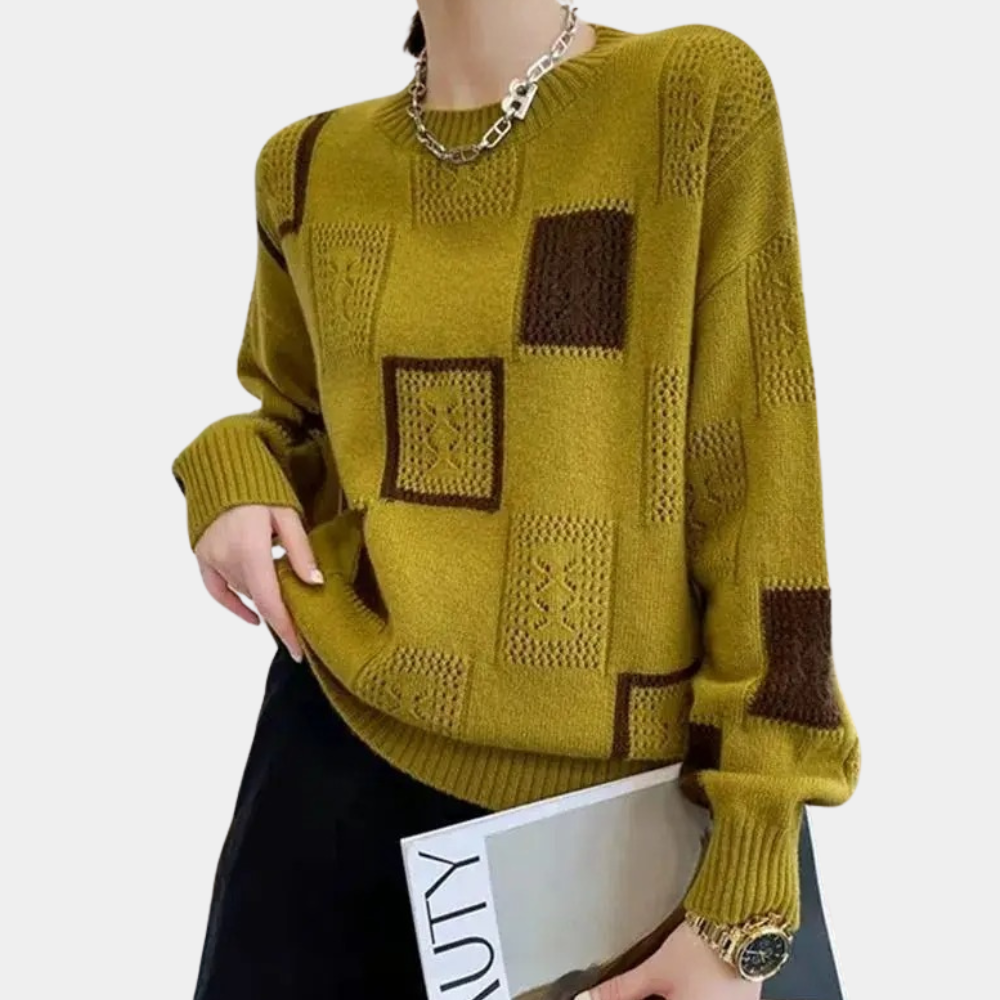 Sweter damski dzianinowy oversize casual z długim rękawem na jesień i zimę
