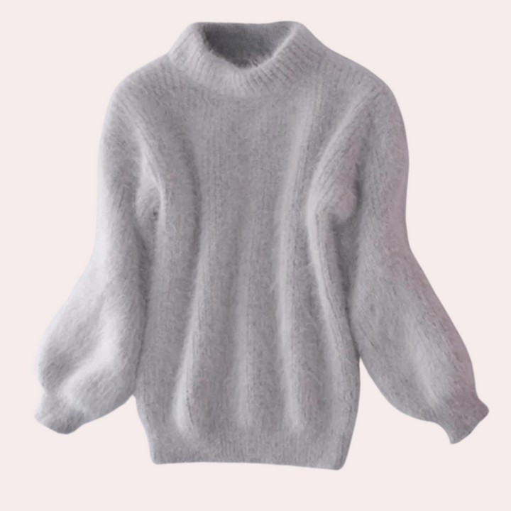 Sweter damski wełniany golf oversize dzianinowy na wiosnę elegancki