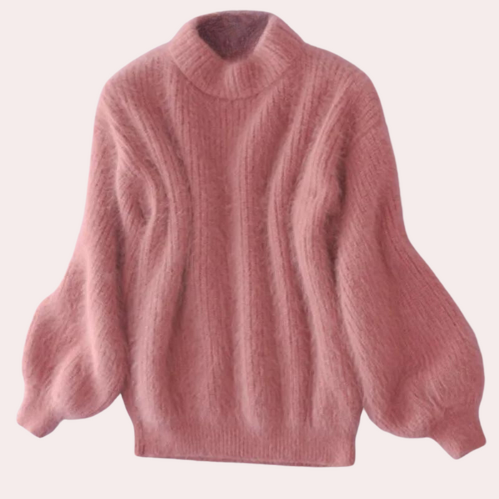 Sweter damski wełniany golf oversize dzianinowy na wiosnę elegancki