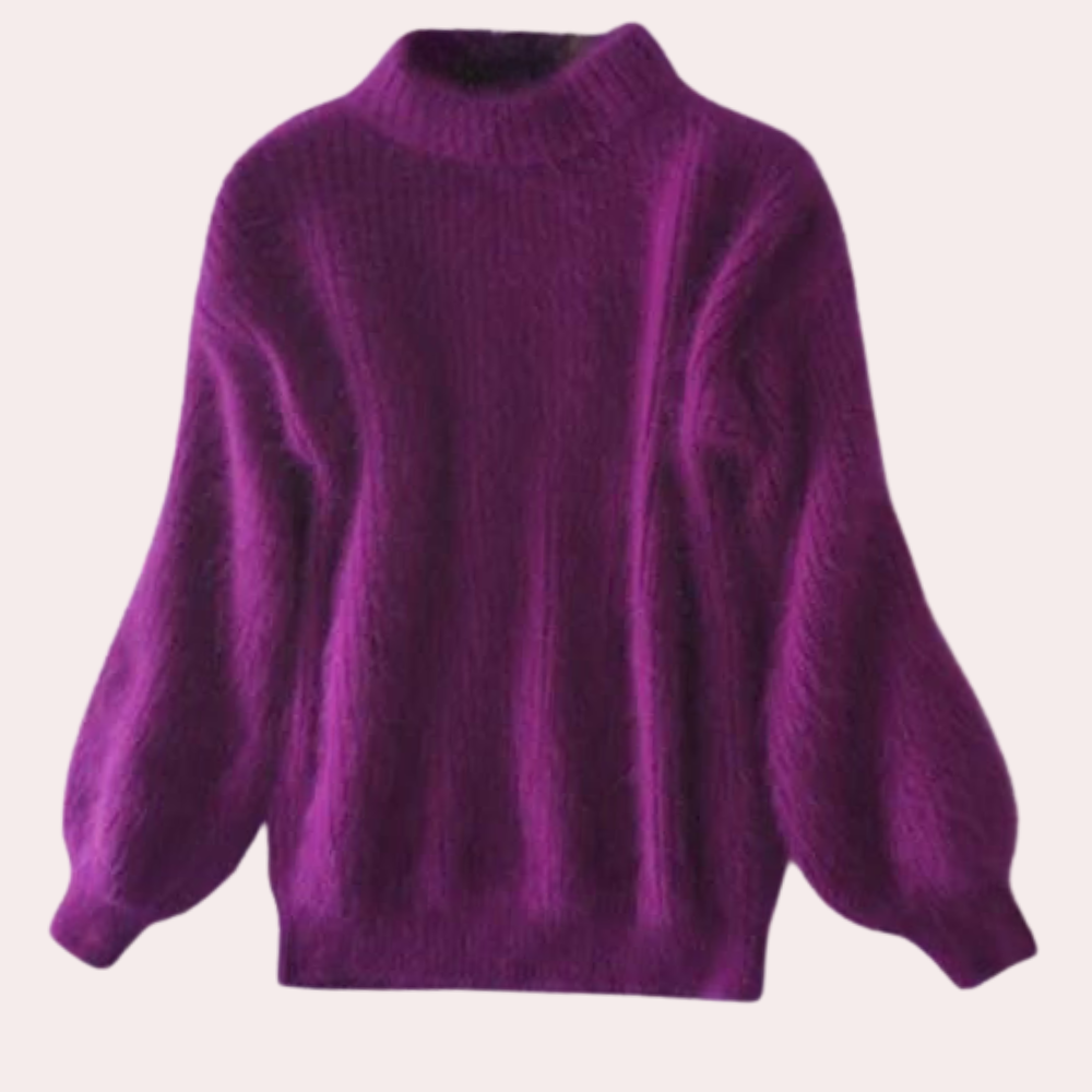 Sweter damski wełniany golf oversize dzianinowy na wiosnę elegancki