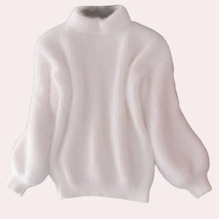 Sweter damski wełniany golf oversize dzianinowy na wiosnę elegancki