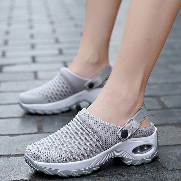 Klapki damskie sportowe siateczkowe letnie lekkie buty na platformie wygodne