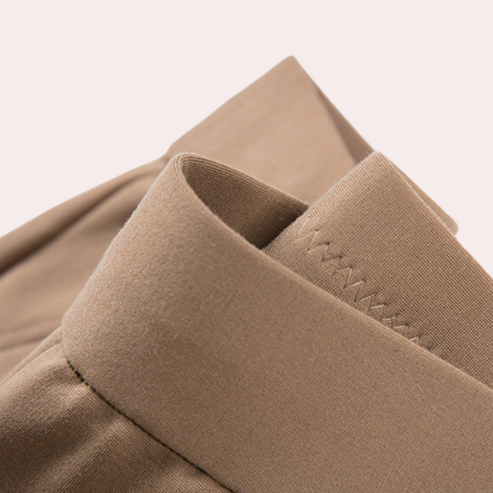 Calças femininas elegantes em algodão chinos retas elásticas para primavera e verão