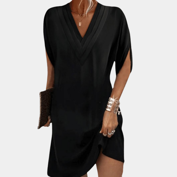 Sukienka damska bawełniana V-neck elegancka luźna na wiosnę lato casual midi