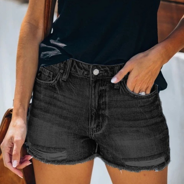 Liliana - Letnie damskie szorty jeansowe z zabawnymi frędzlami