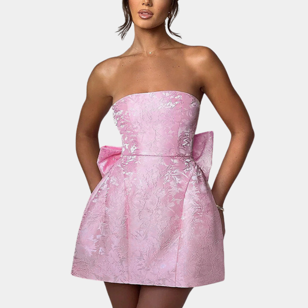 Sukienka damska koktajlowa bez ramiączek elegancka mini na lato bawełniana klasyczna