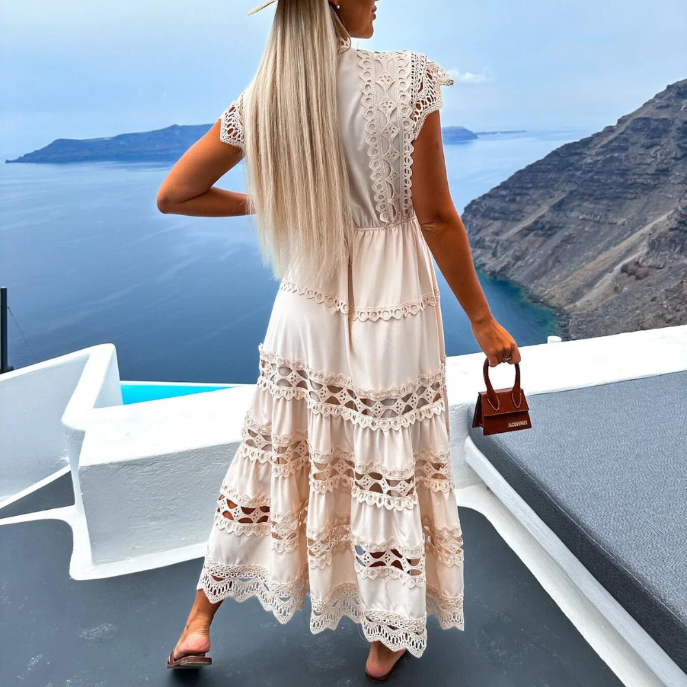 Sukienka damska długa bawełniana koronkowa letnia elegancka zwiewna maxi boho