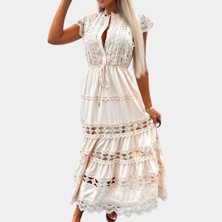 Sukienka damska długa bawełniana koronkowa letnia elegancka zwiewna maxi boho