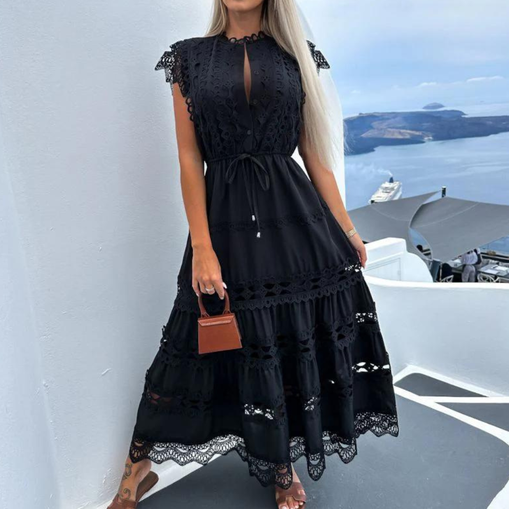 Sukienka damska długa bawełniana koronkowa letnia elegancka zwiewna maxi boho
