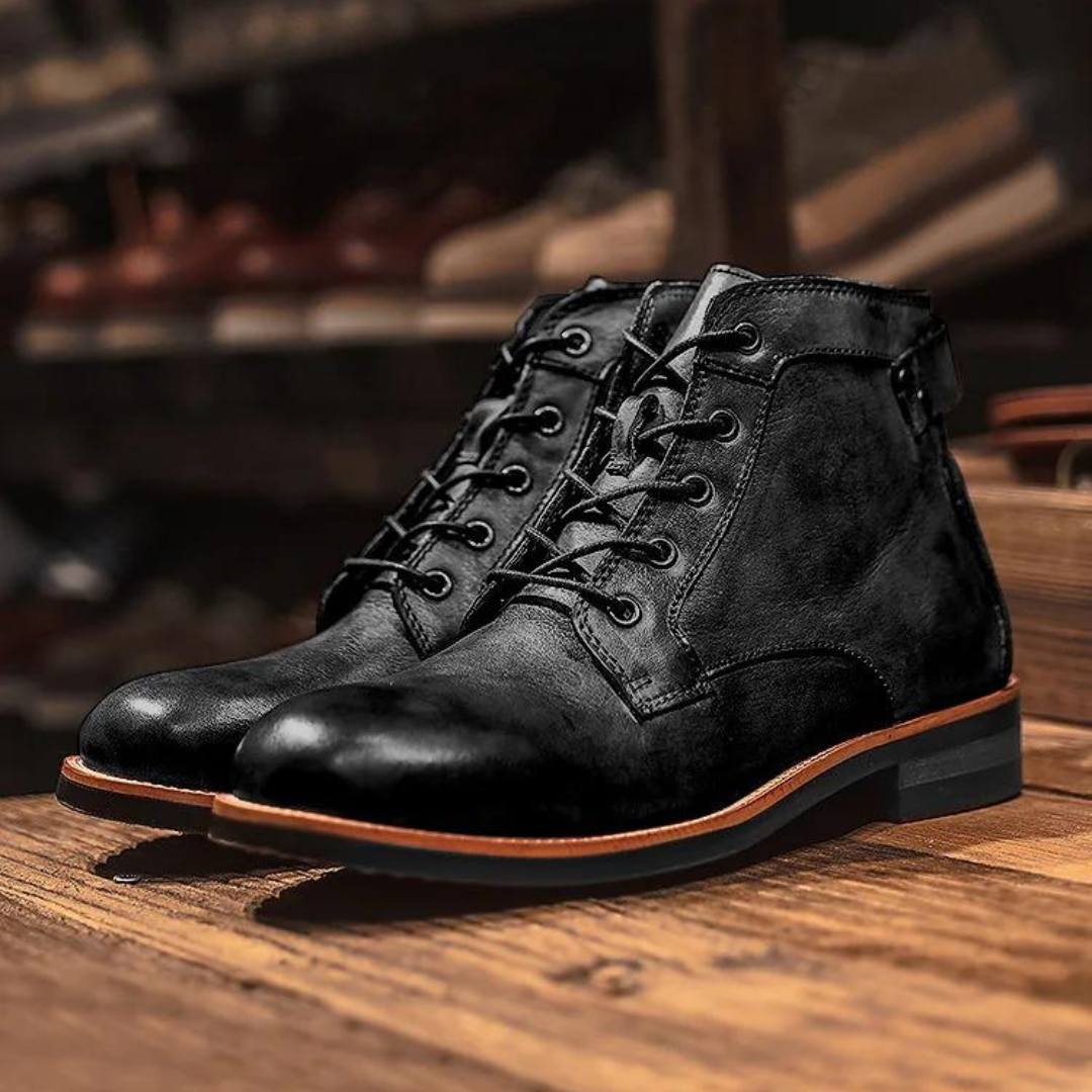 Buty męskie skórzane trzewiki eleganckie na wiosnę i jesień casualowe wiązane klasyczne