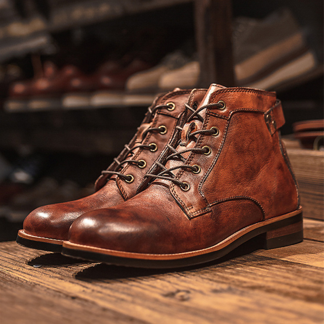 Buty męskie skórzane trzewiki eleganckie na wiosnę i jesień casualowe wiązane klasyczne
