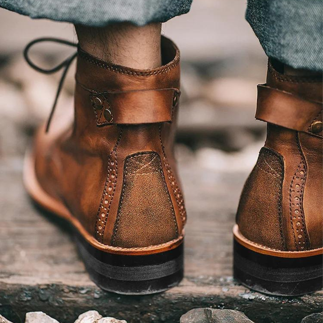 Buty męskie skórzane trzewiki eleganckie na wiosnę i jesień casualowe wiązane klasyczne