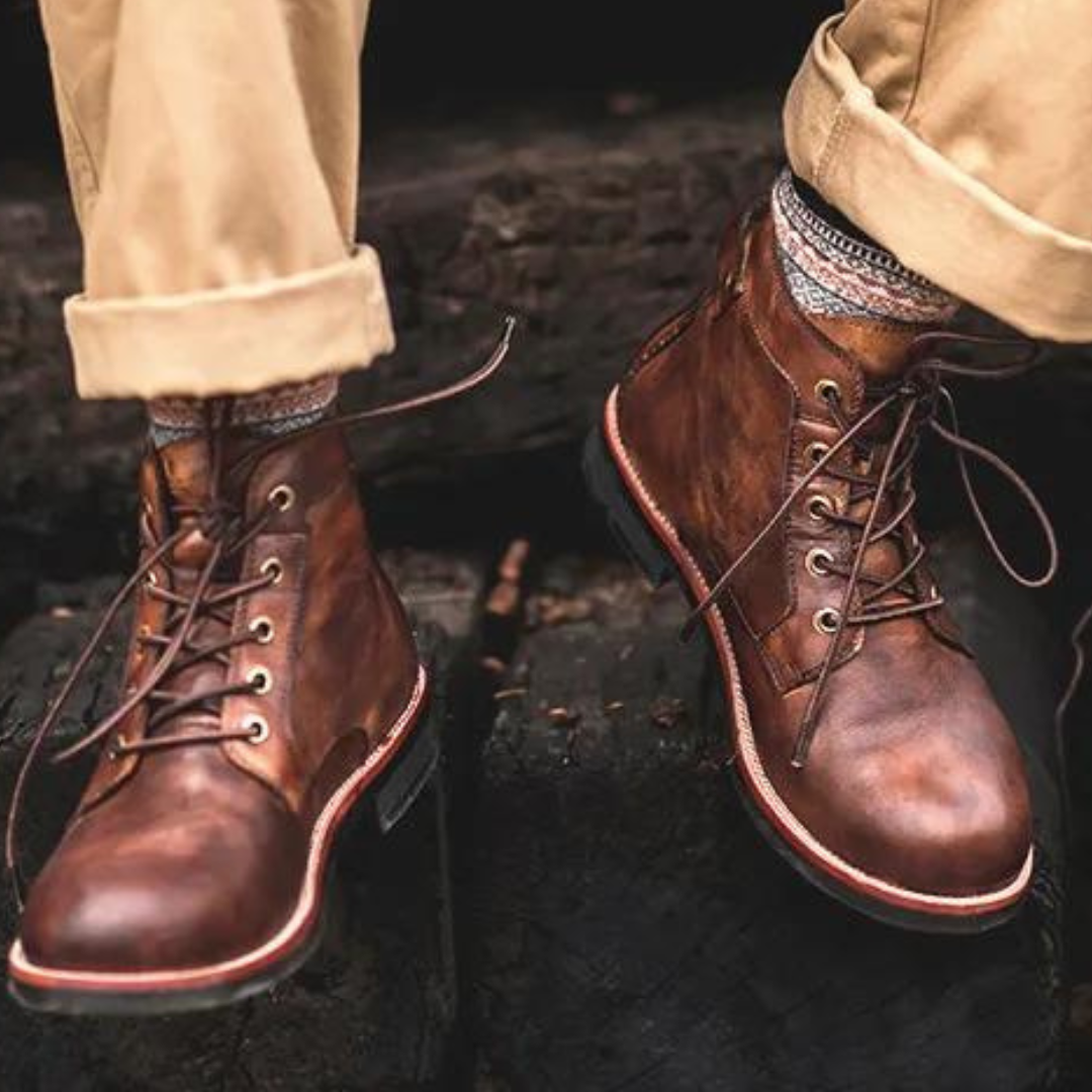 Buty męskie skórzane trzewiki eleganckie na wiosnę i jesień casualowe wiązane klasyczne