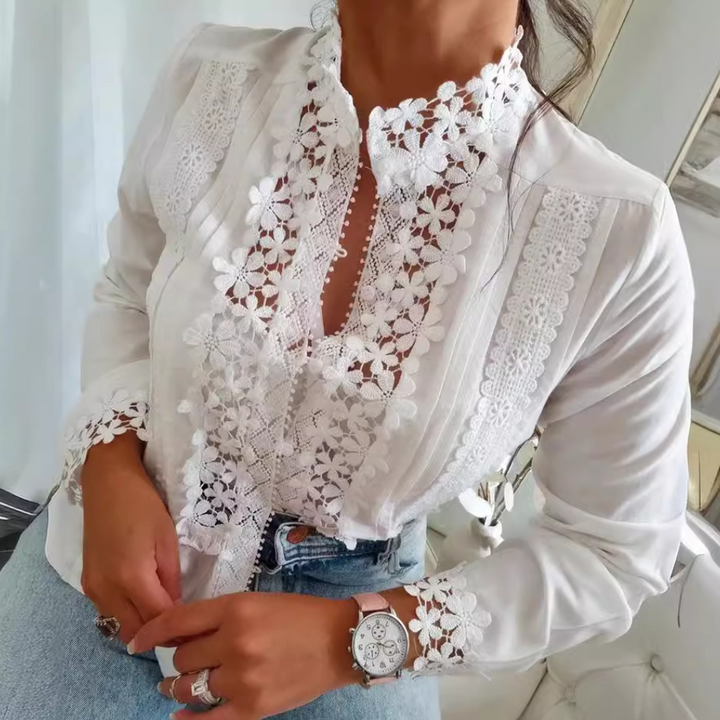 Bluzka damska bawełniana koronkowa elegancka na wiosnę koszula casual stylowa