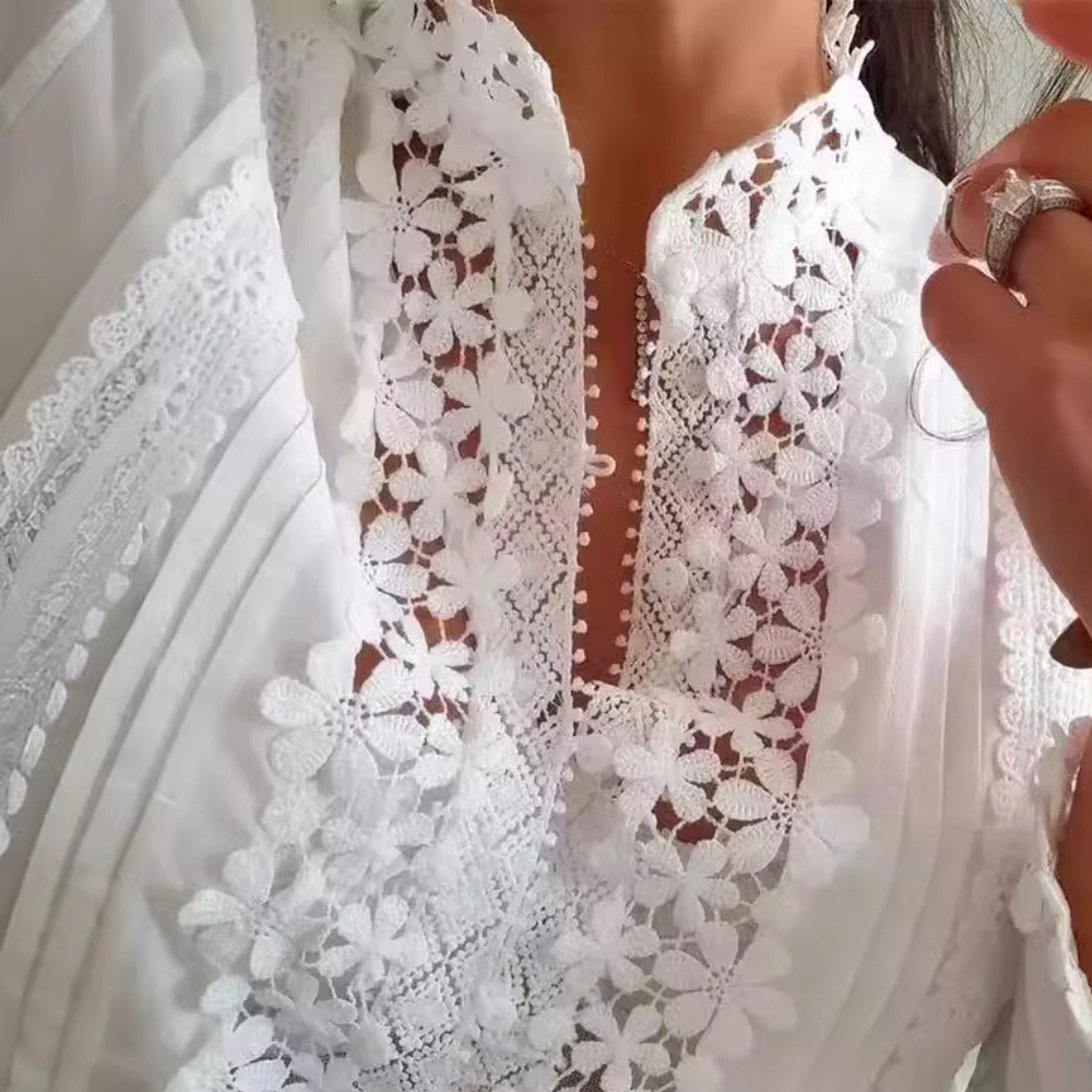 Bluzka damska bawełniana koronkowa elegancka na wiosnę koszula casual stylowa