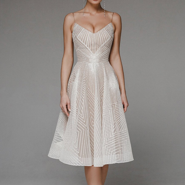 Sukienka damska elegancka na lato rozkloszowana na ramiączkach lekka cotton midi stylowa