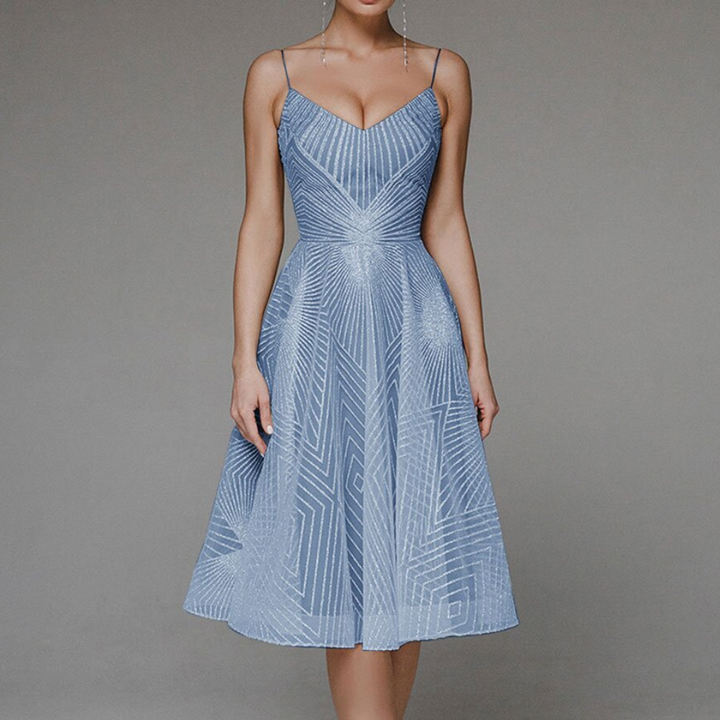 Sukienka damska elegancka na lato rozkloszowana na ramiączkach lekka cotton midi stylowa