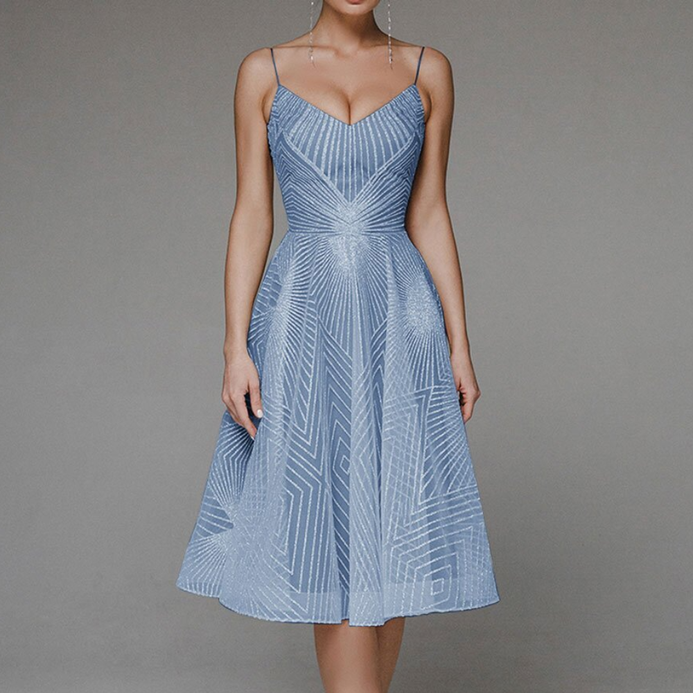 Sukienka damska elegancka na lato rozkloszowana na ramiączkach lekka cotton midi stylowa