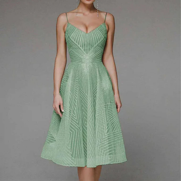 Sukienka damska elegancka na lato rozkloszowana na ramiączkach lekka cotton midi stylowa