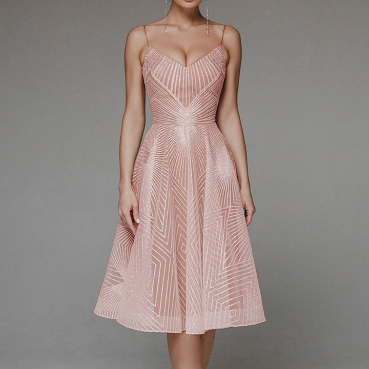 Sukienka damska elegancka na lato rozkloszowana na ramiączkach lekka cotton midi stylowa