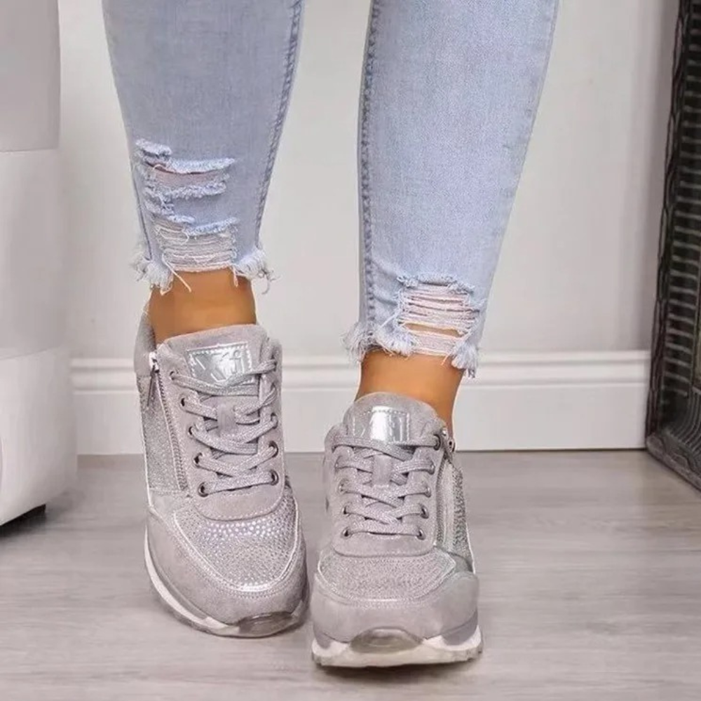 Buty sportowe damskie skórzane sneakersy na suwak wiosenne wygodne casualowe