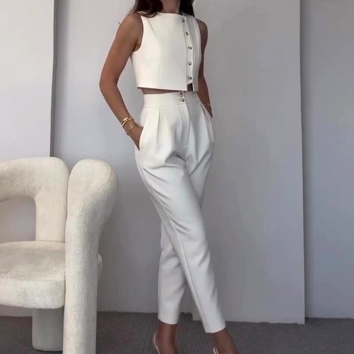 Komplet damski elegancki 2-częściowy bawełniany na wiosnę zestaw stylowy casualowy