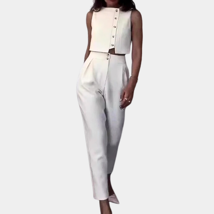 Komplet damski elegancki 2-częściowy bawełniany na wiosnę zestaw stylowy casualowy
