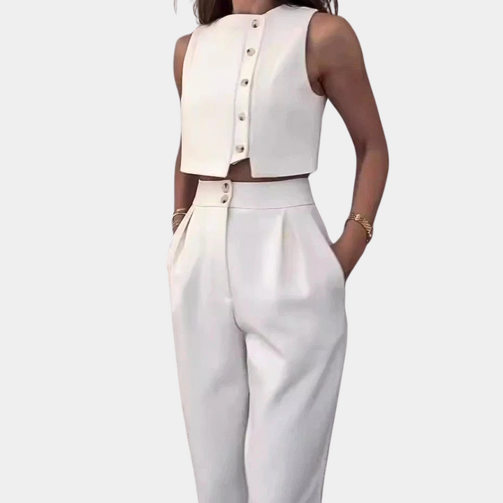 Komplet damski elegancki 2-częściowy bawełniany na wiosnę zestaw stylowy casualowy