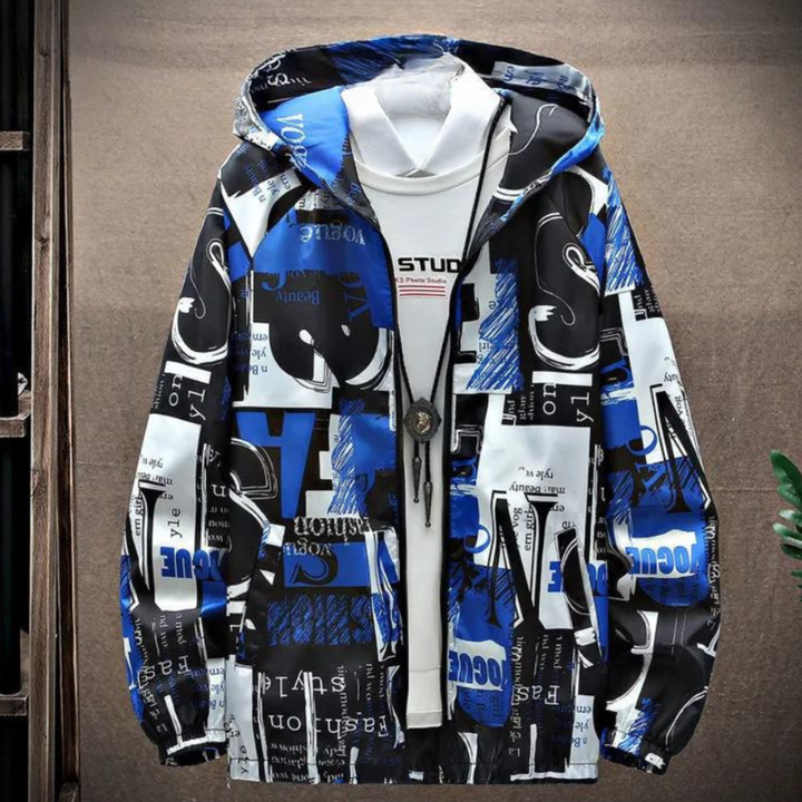 Casaco masculino de transição para a primavera com capuz em poliéster leve corta-vento streetwear