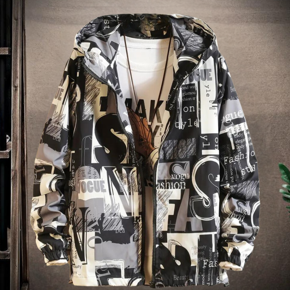 Casaco masculino de transição para a primavera com capuz em poliéster leve corta-vento streetwear