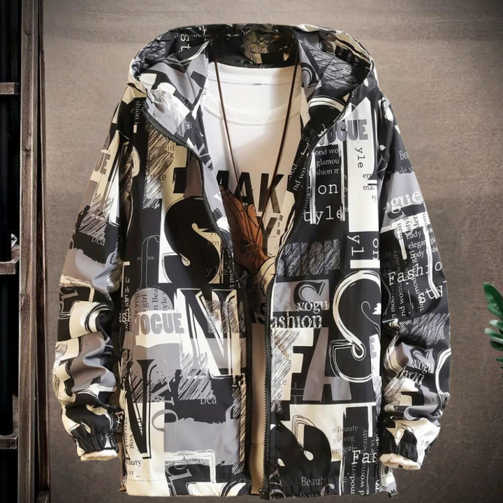 Casaco masculino de transição para a primavera com capuz em poliéster leve corta-vento streetwear