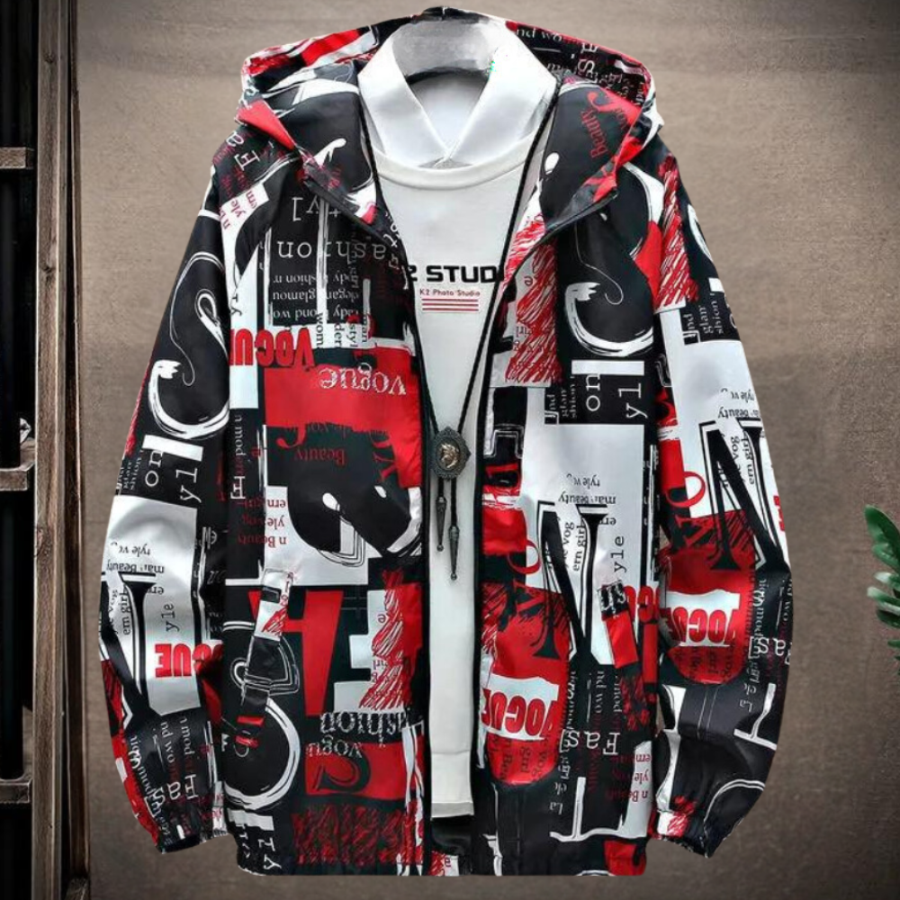 Casaco masculino de transição para a primavera com capuz em poliéster leve corta-vento streetwear