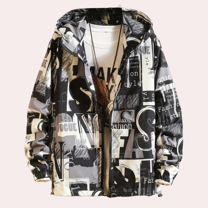 Casaco masculino de transição para a primavera com capuz em poliéster leve corta-vento streetwear