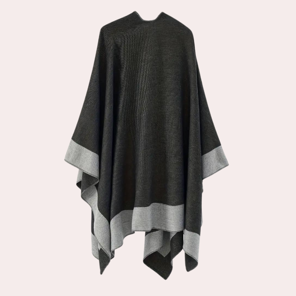 Ponczo damskie kaszmirowe eleganckie na jesień i zimę oversize z wełnianą strukturą