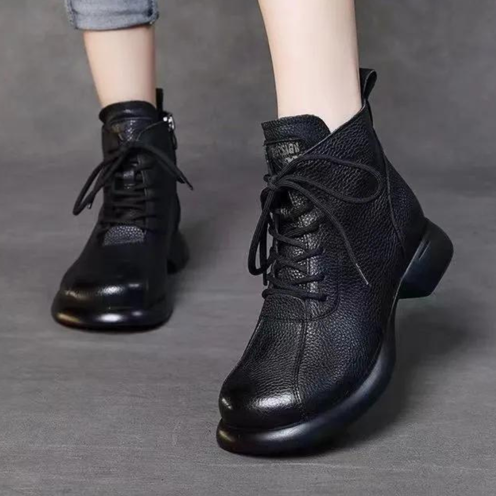 Botki damskie skórzane na jesień wygodne casualowe buty do kostki modne