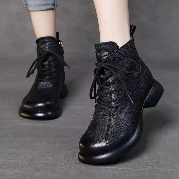 Botki damskie skórzane na jesień wygodne casualowe buty do kostki modne