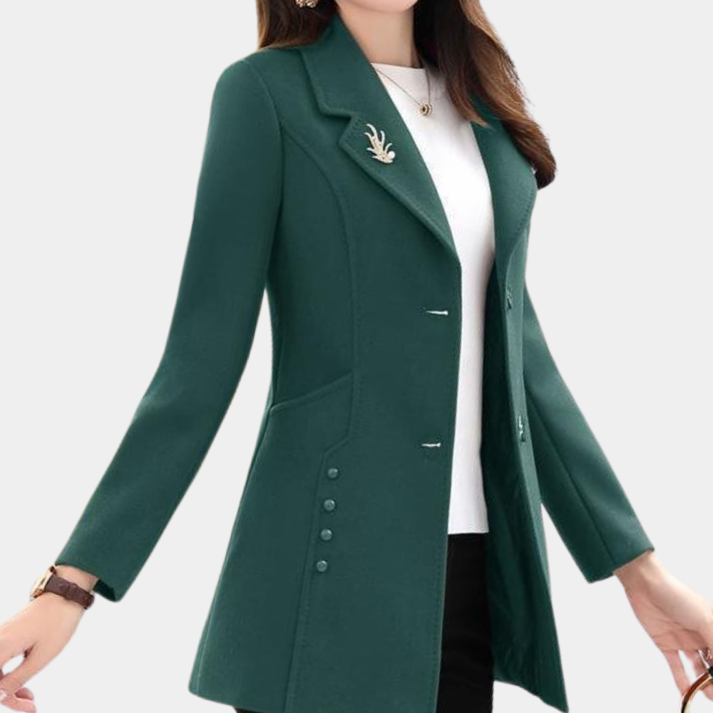 Płaszcz damski wełniany przejściowy na wiosnę elegancki klasyczny stylowy krój